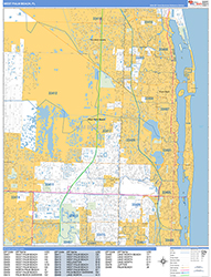 West Palm Beach Wall Map Basic Style 2026